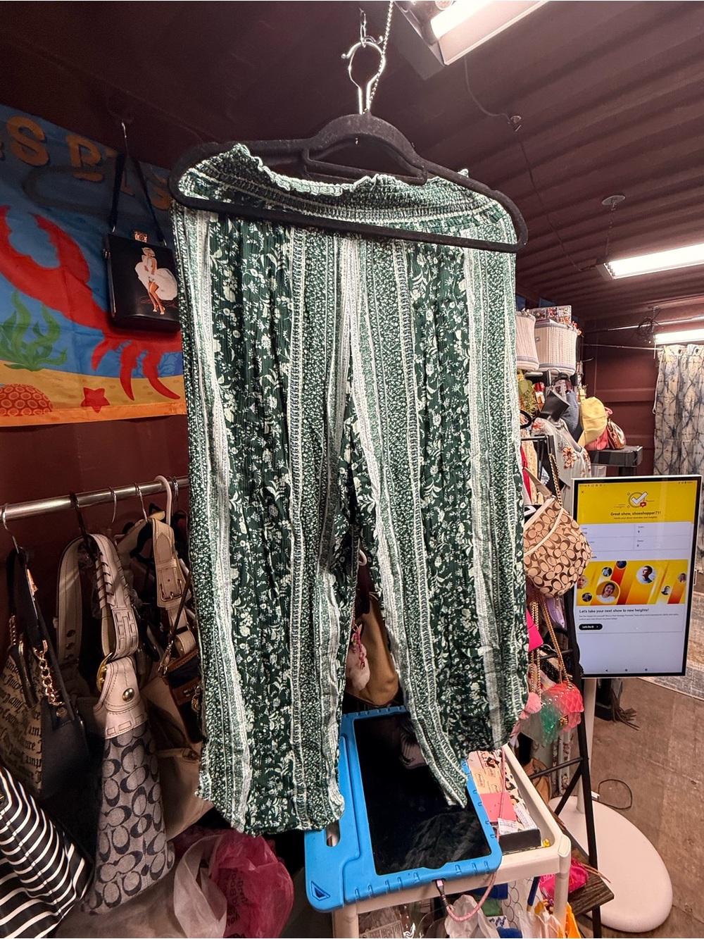 Kingston Green Patterned Wide-Leg Pants